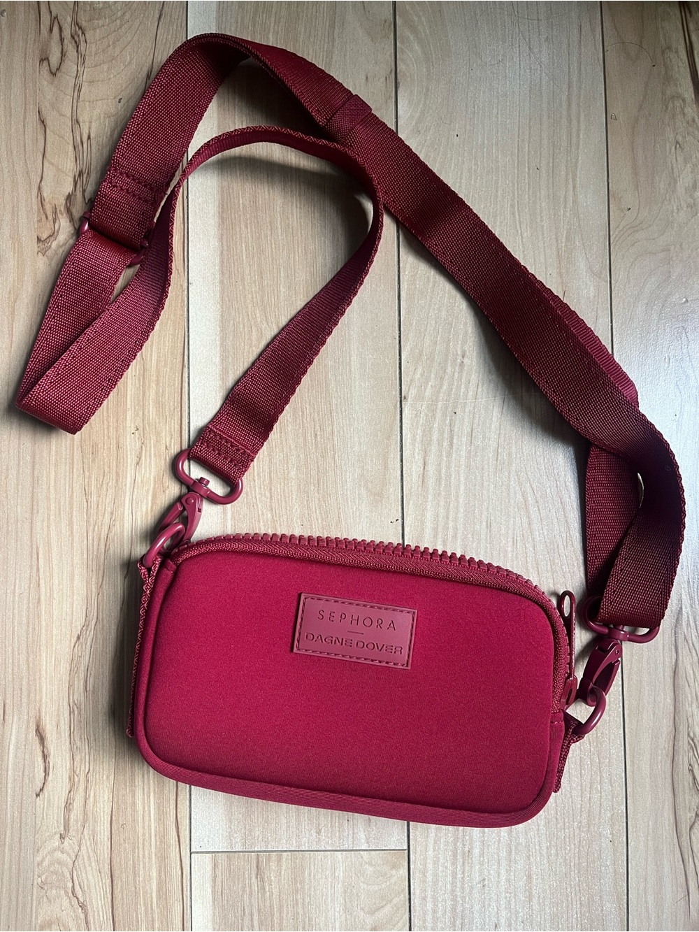 Dagne Dover Red Crossbody Bag with Adjustable Strap